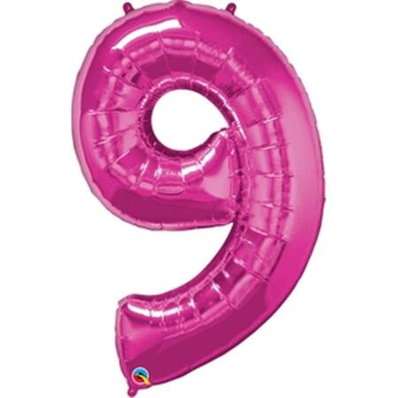 ANAGRAM 42 in. Number 9 Magenta Shape Air Fill Foil Balloon 87853